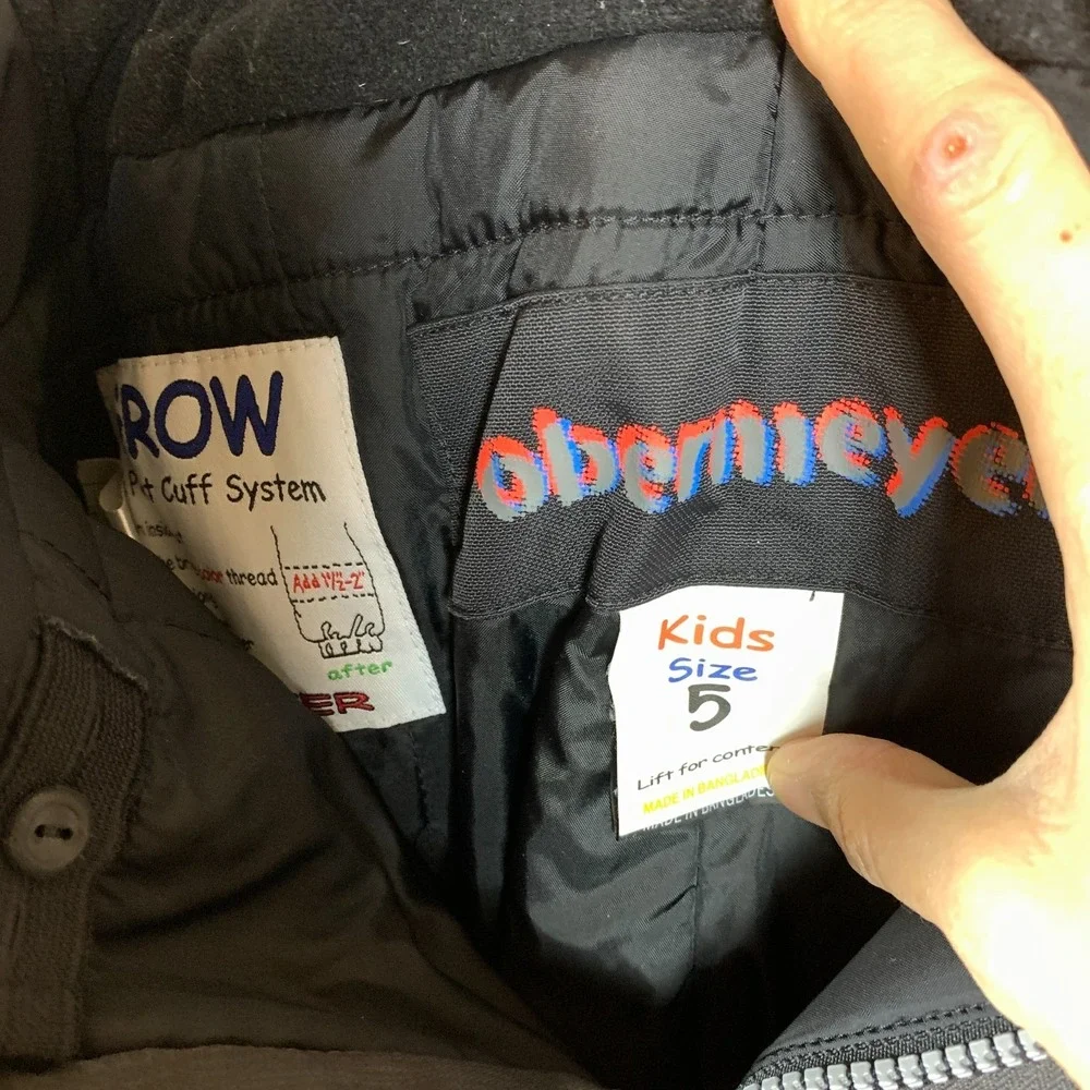 Obermeyer Snow Bib Overall Kids 5 I-Grow Gray Insulated Waterproof Ski Snowboard